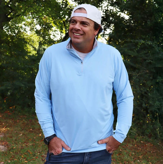 Southern Limits light blue 1/4 zip pullover