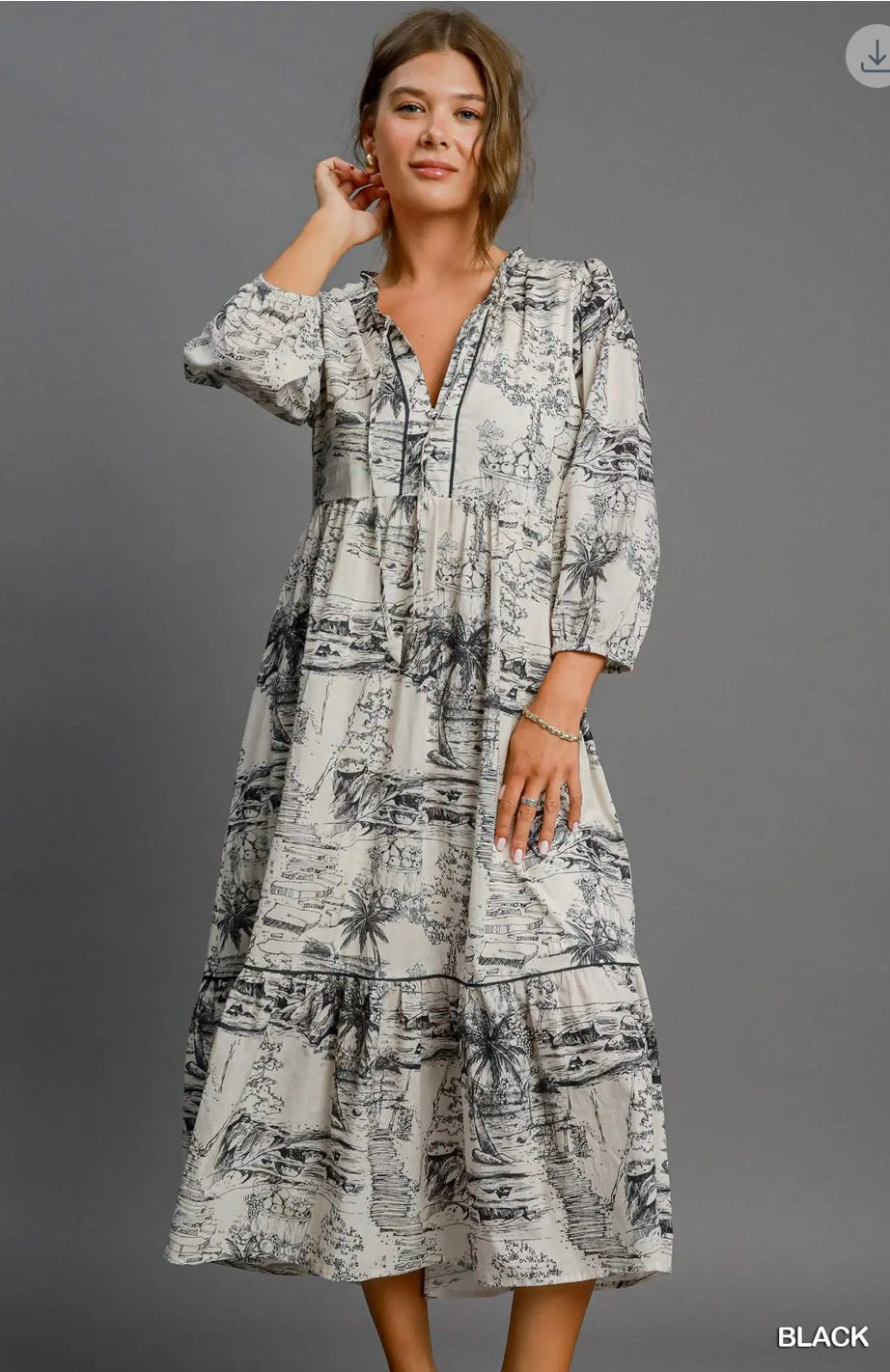 Umgee landscape print midi dress