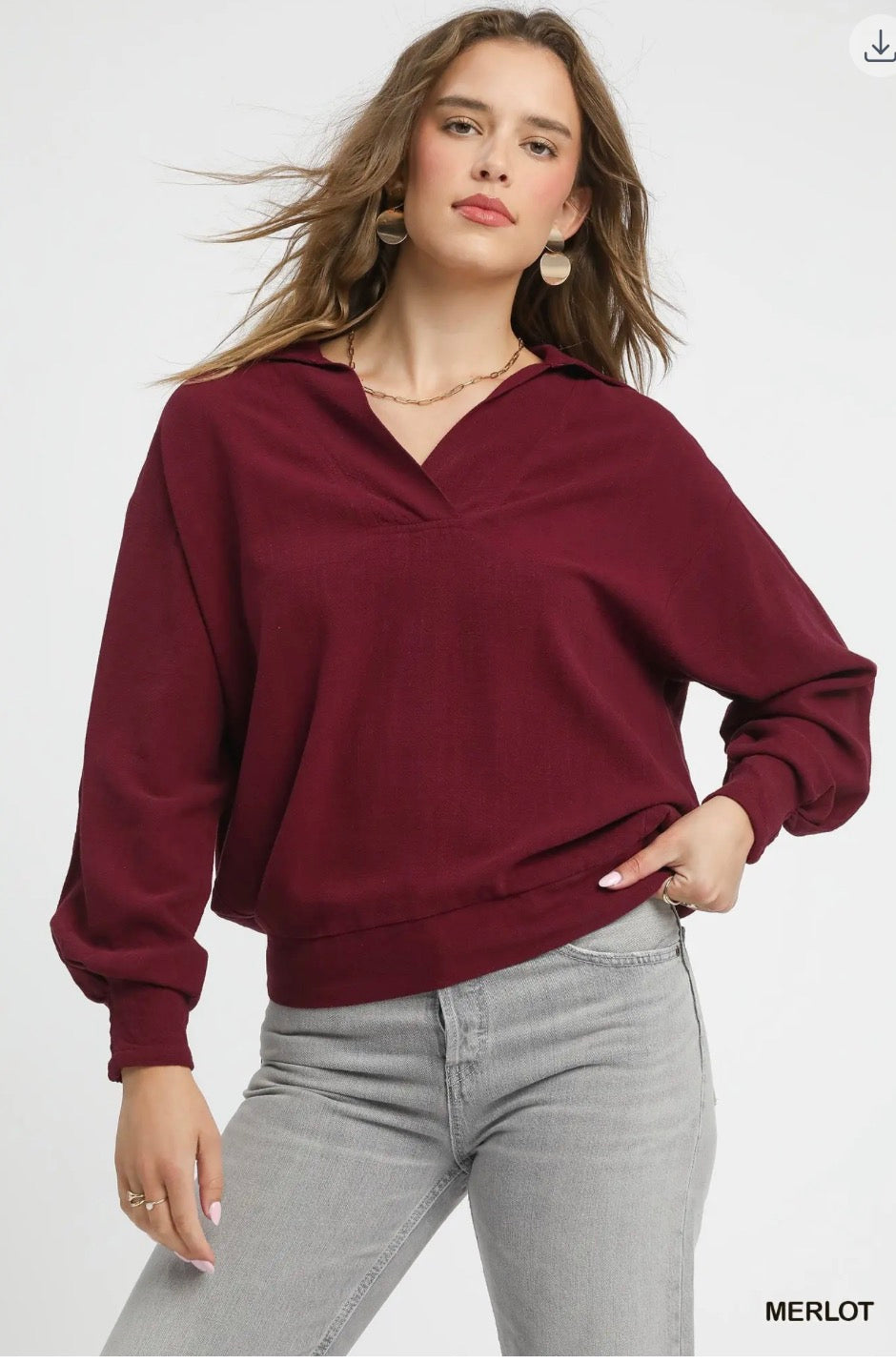 Umgee linen pullover blouse