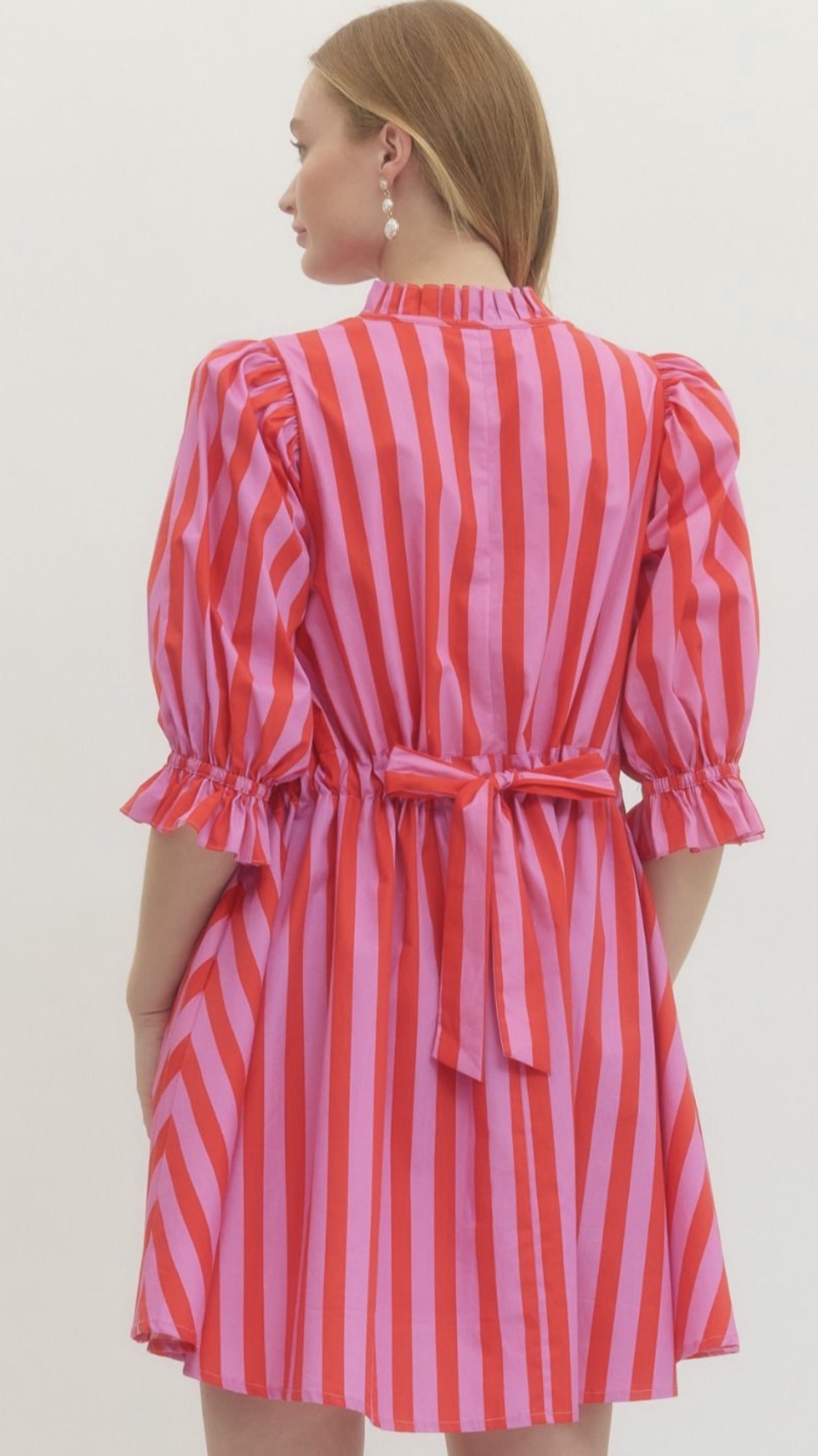 Entro pretty in pink striped dress