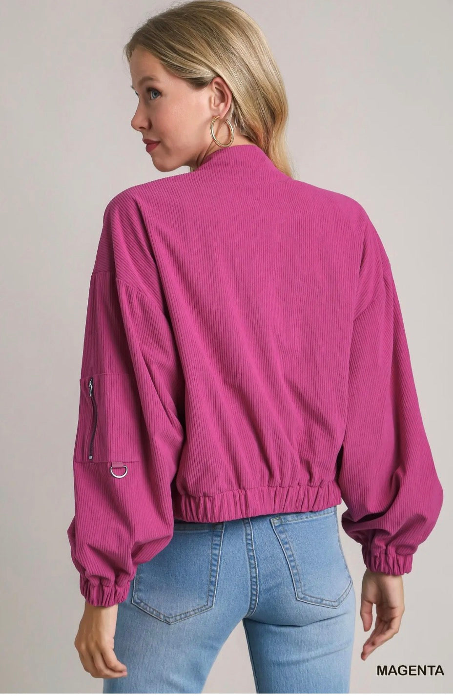 Umgee corduroy bomber jacket - magenta