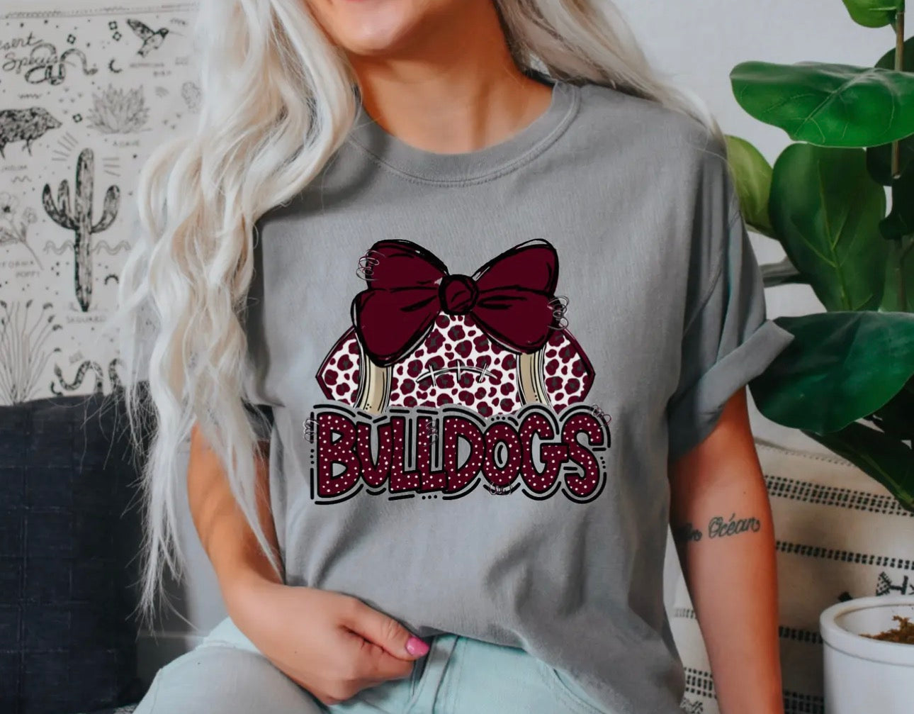 Bulldogs coquette football tee