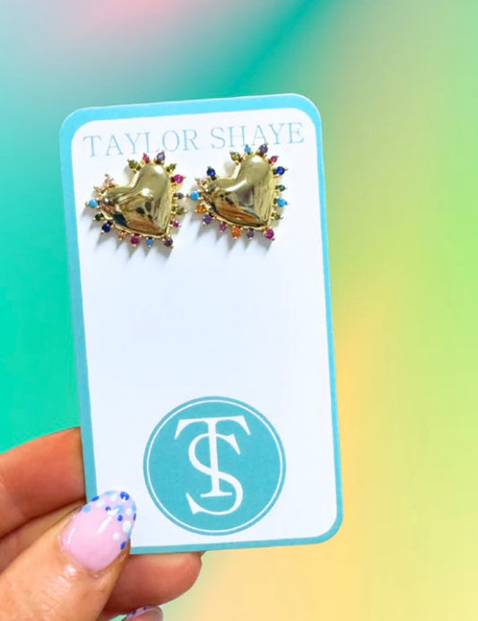 Rainbow Heart Studs