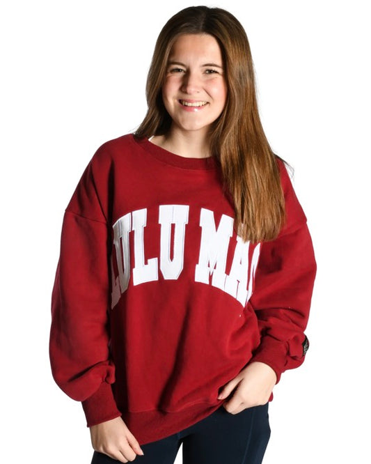 LuluMac crimson/ white sweatshirt stitch