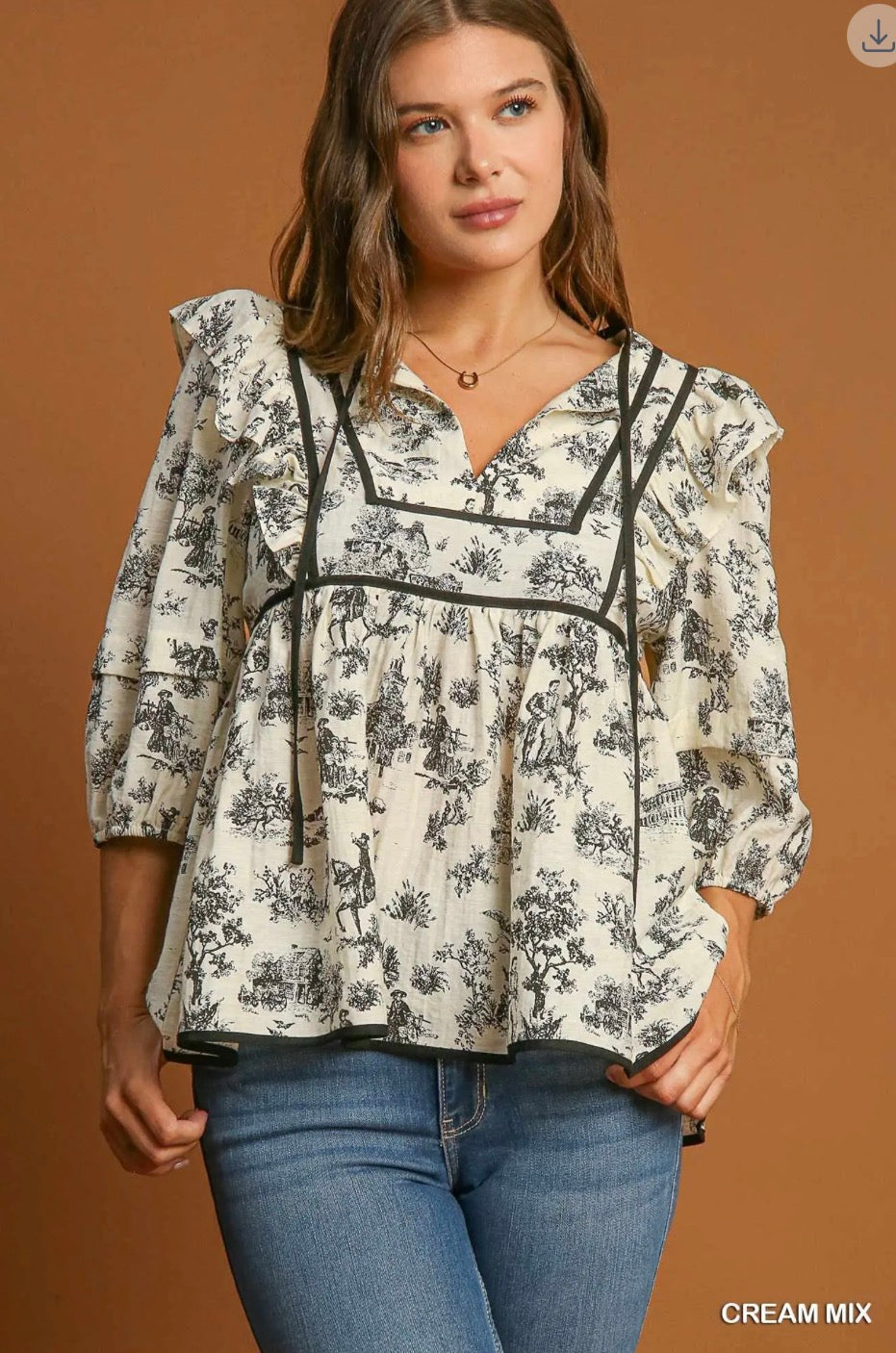 Umgee v neck baby doll top