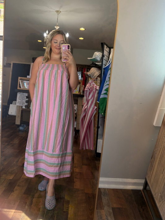 Multi Striped midi dress