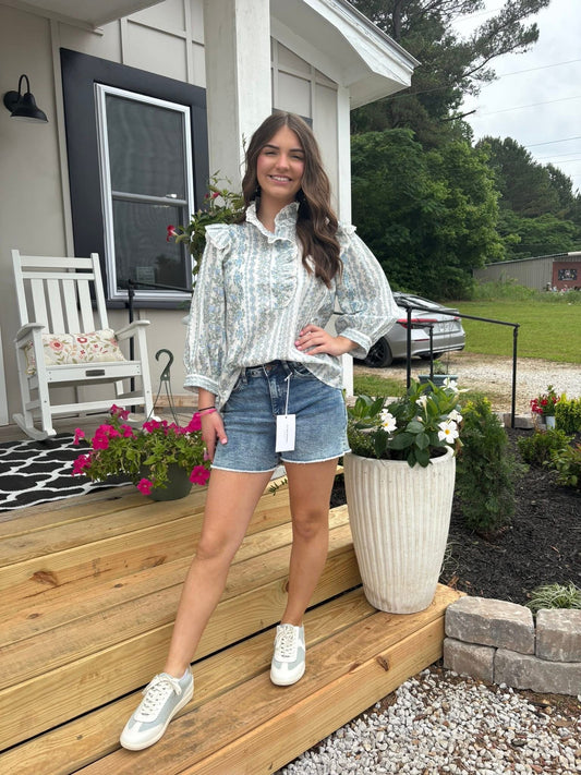 Entro blue Lace Lined Top