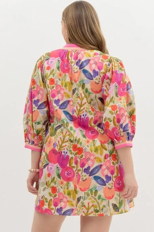 Berry 3/4 Sleeve Dress