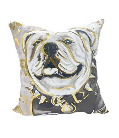 Gold Foil Bulldog Mascot Pillow
