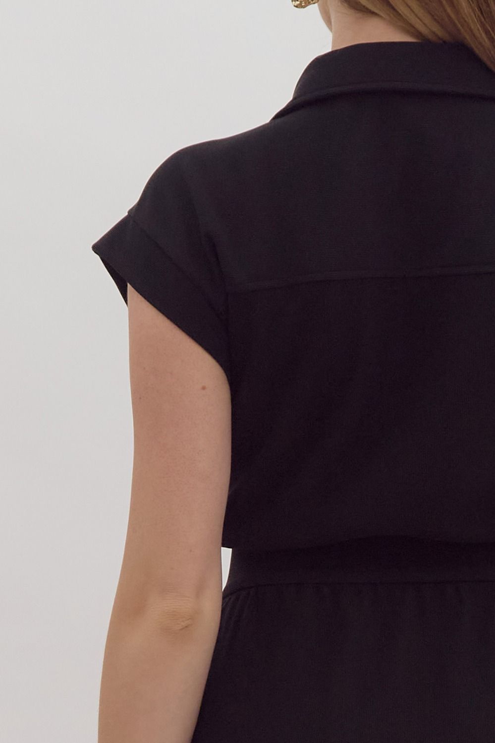 Let It Go Textured Casual Black Dress