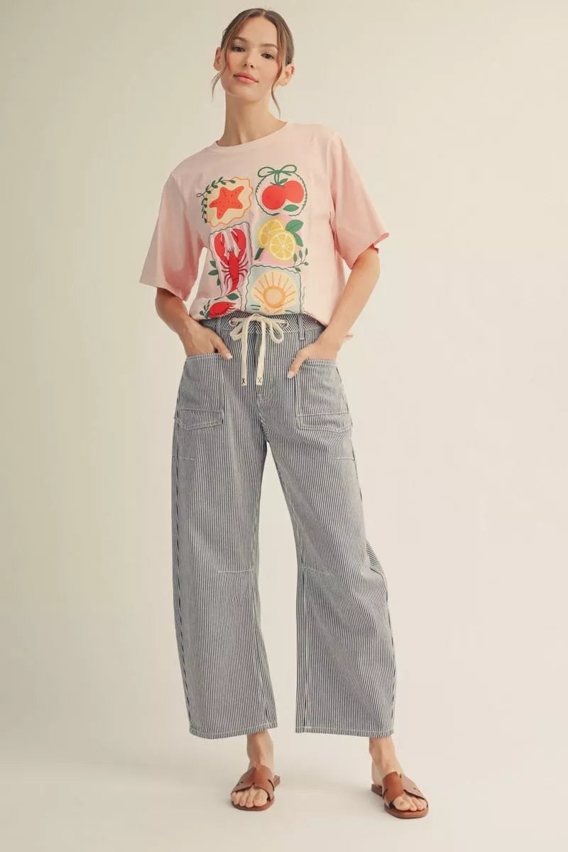Black & White Striped Linen Pants