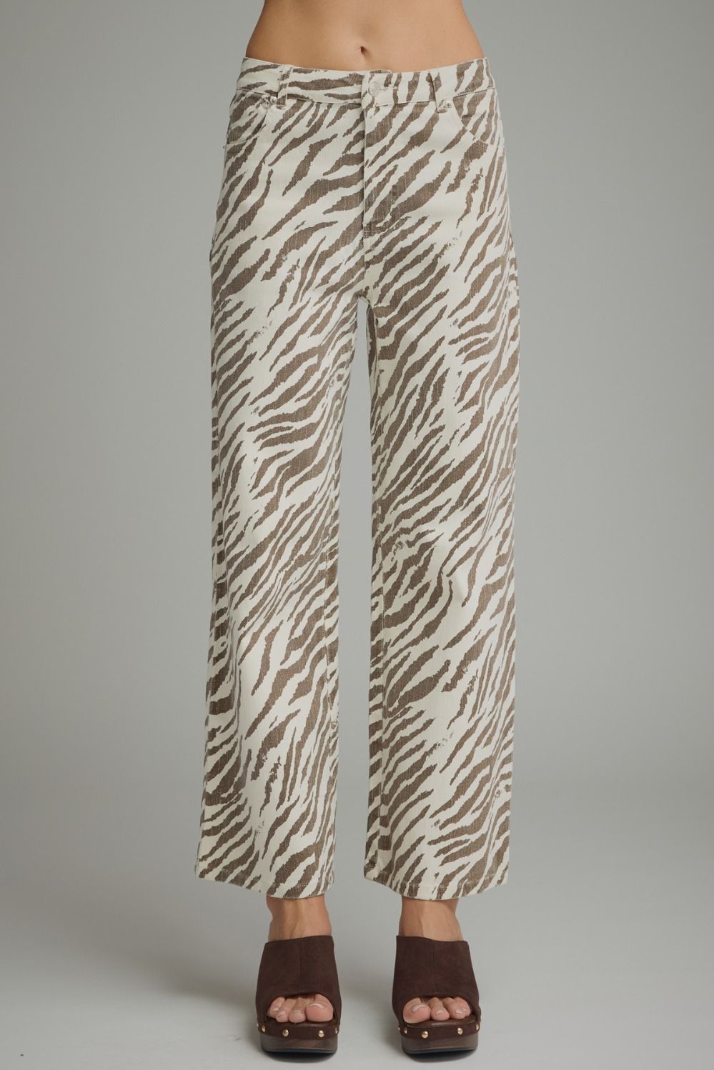 Cream Zebra Printed Pants