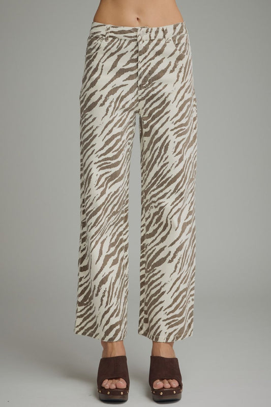 Cream Zebra Printed Pants