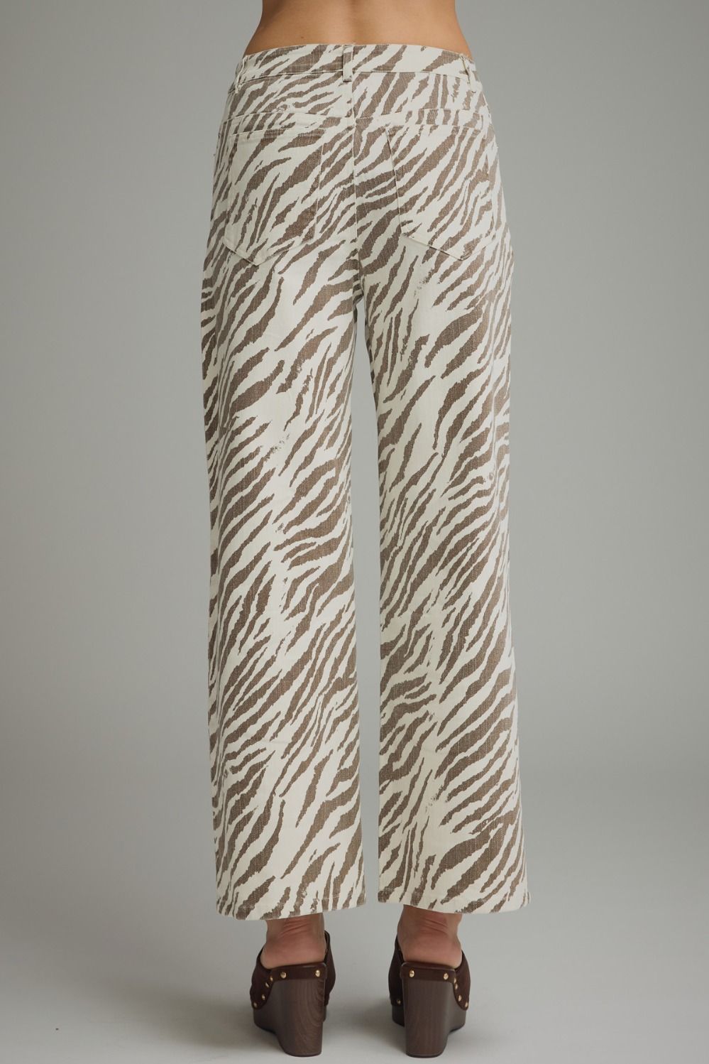 Cream Zebra Printed Pants