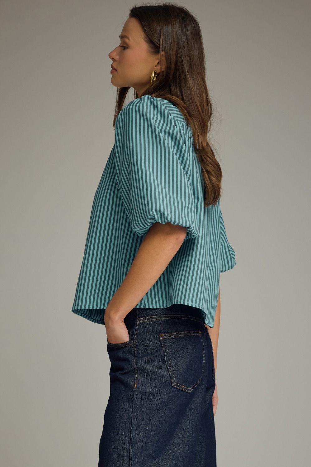 Striped Bow Neck Blouse