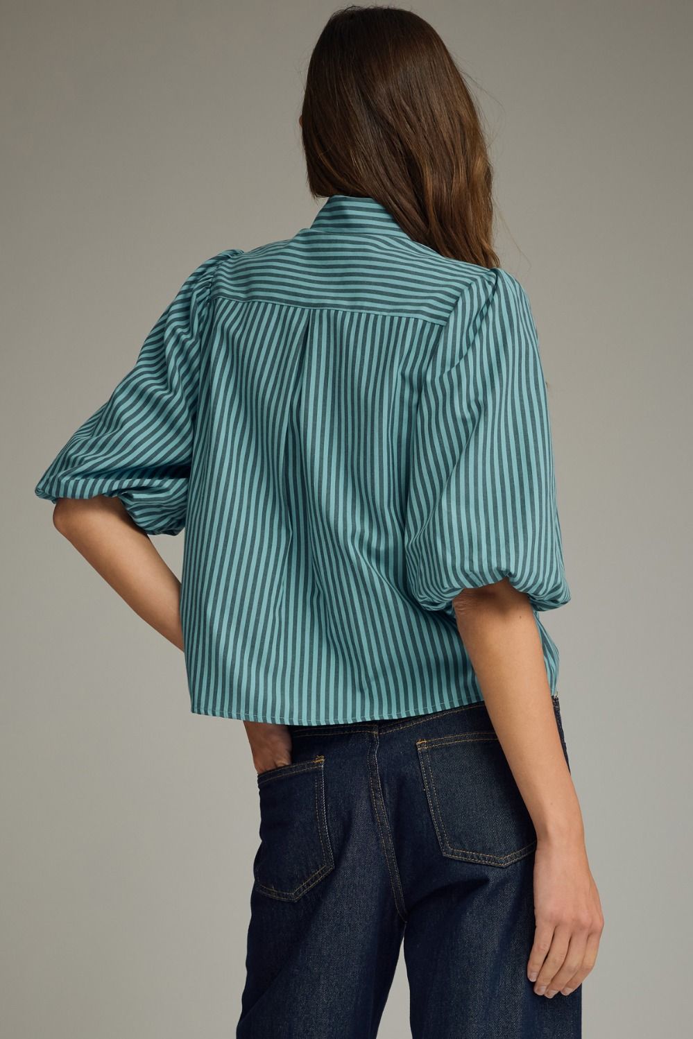 Striped Bow Neck Blouse