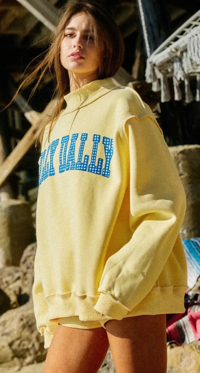 Butter Yellow Reversible Mock neck Sweatshirt