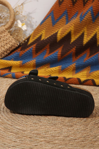 Black Suede Buckle Footbed Sandal