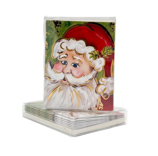 Gold Foil Classic Santa Box of 8 Folded Notes