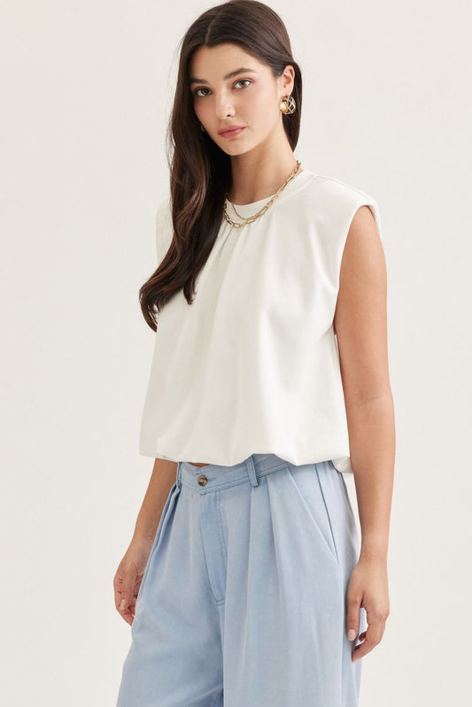 white puff shoulder sleeve top