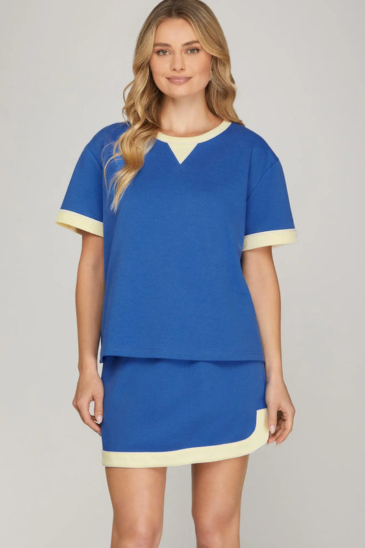 Knit Set with Contrast Band Detail