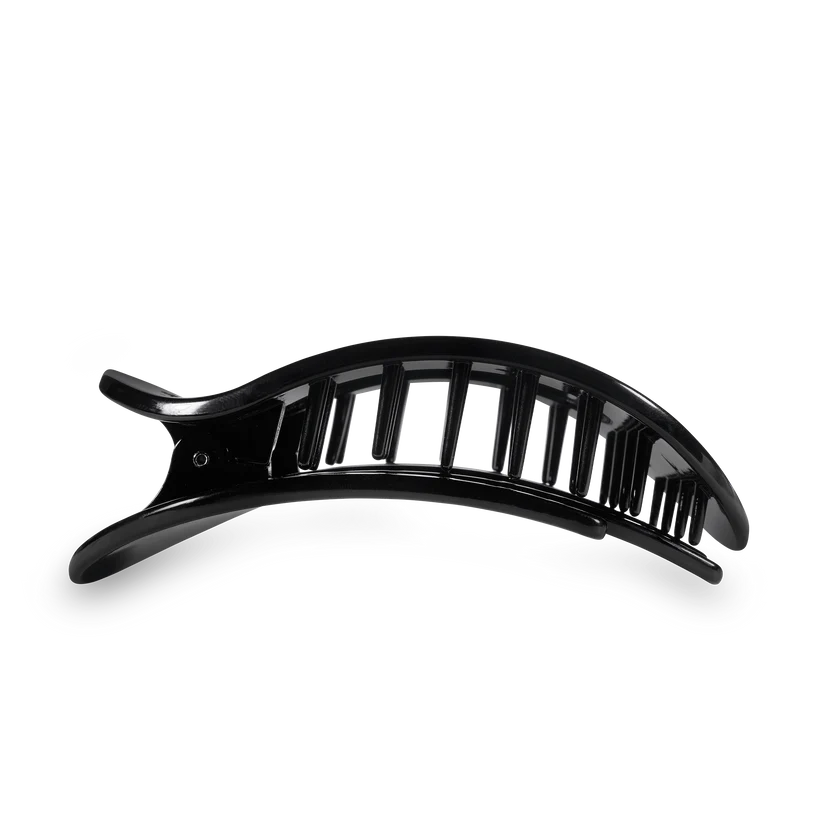 Jet Black Large Flat Round Hair Clip