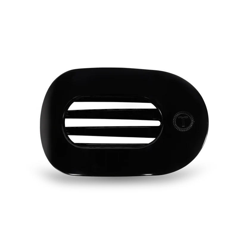 Jet Black Medium Flat Round Hair Clip