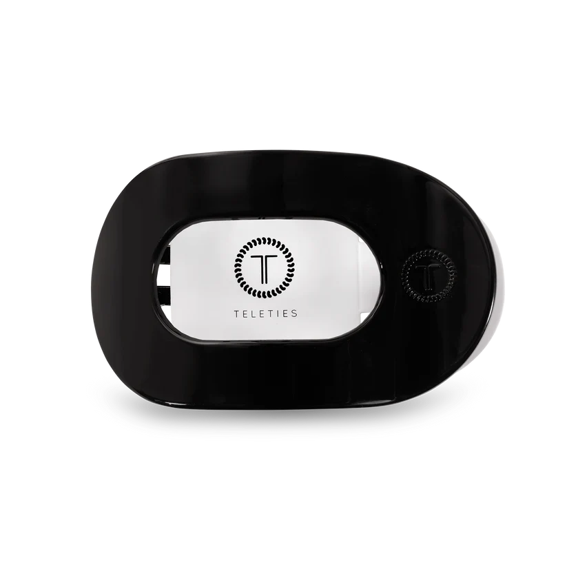 Jet Black Medium Flat Round Hair Clip
