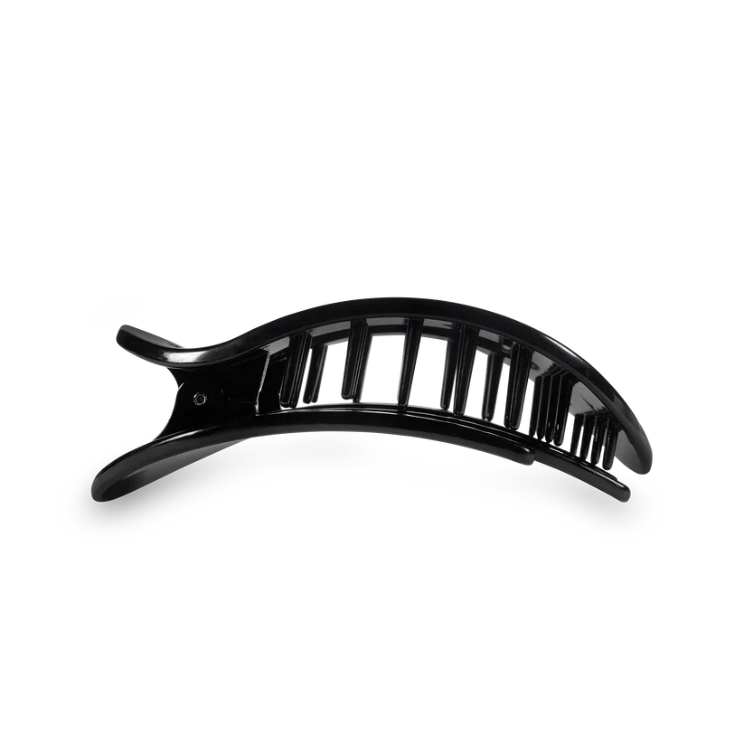 Jet Black Medium Flat Round Hair Clip