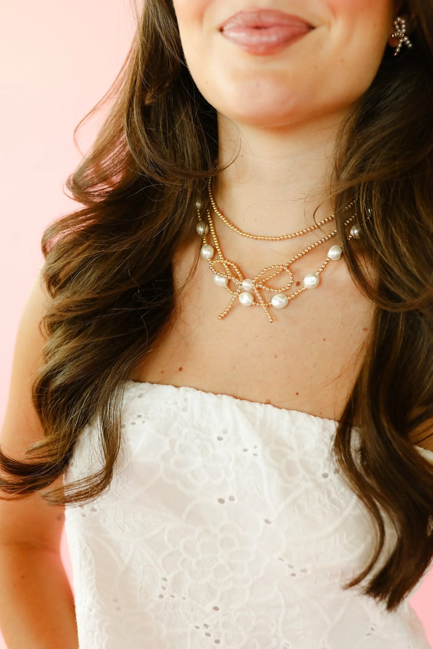 Sadie Pearl Necklace in Gold
