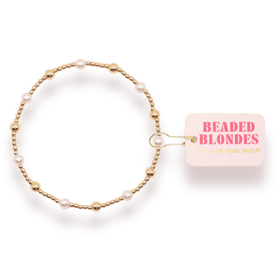 June Pearl + Gold alternating bracelet