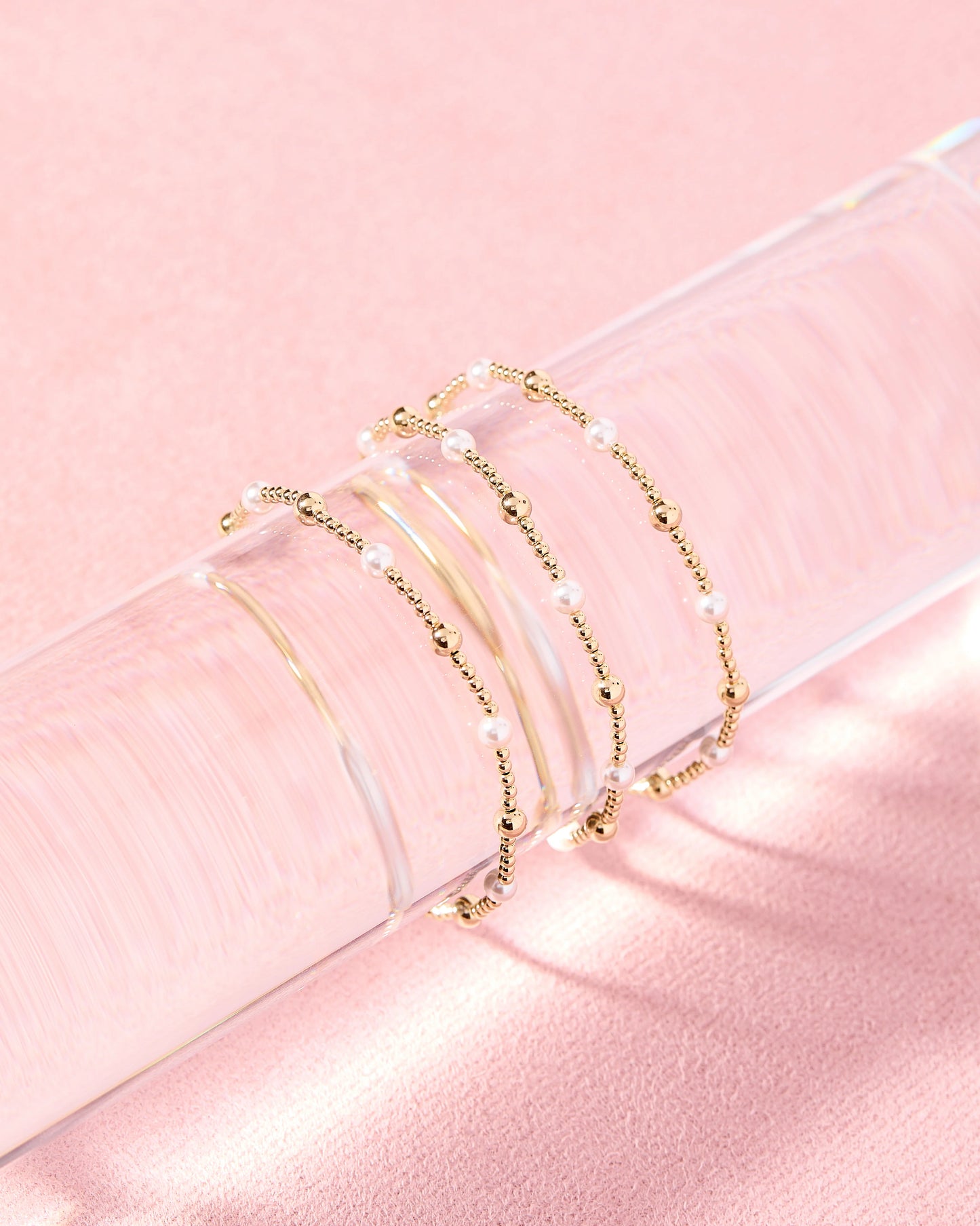 June Pearl + Gold alternating bracelet