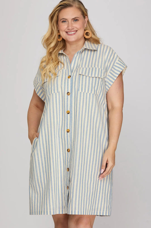 Light Blue Striped Dress
