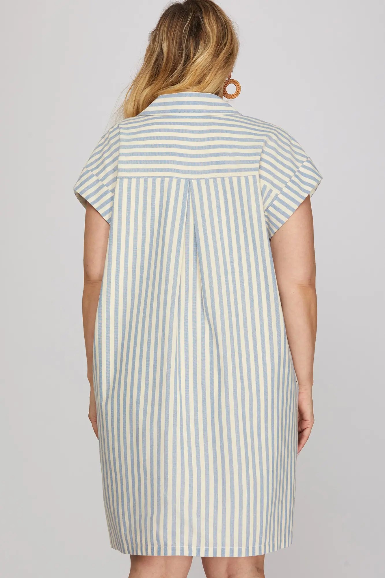Light Blue Striped Dress