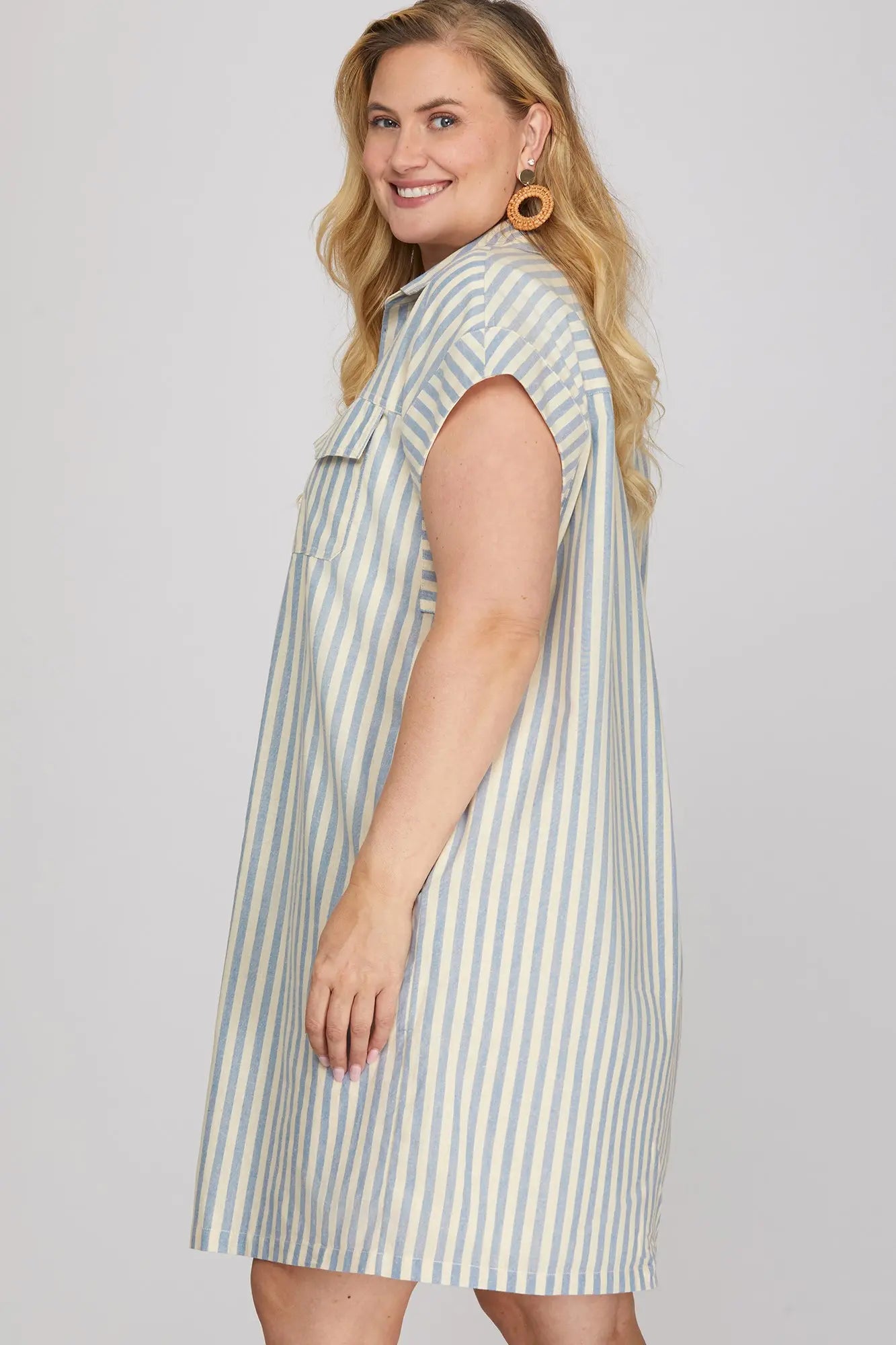 Light Blue Striped Dress