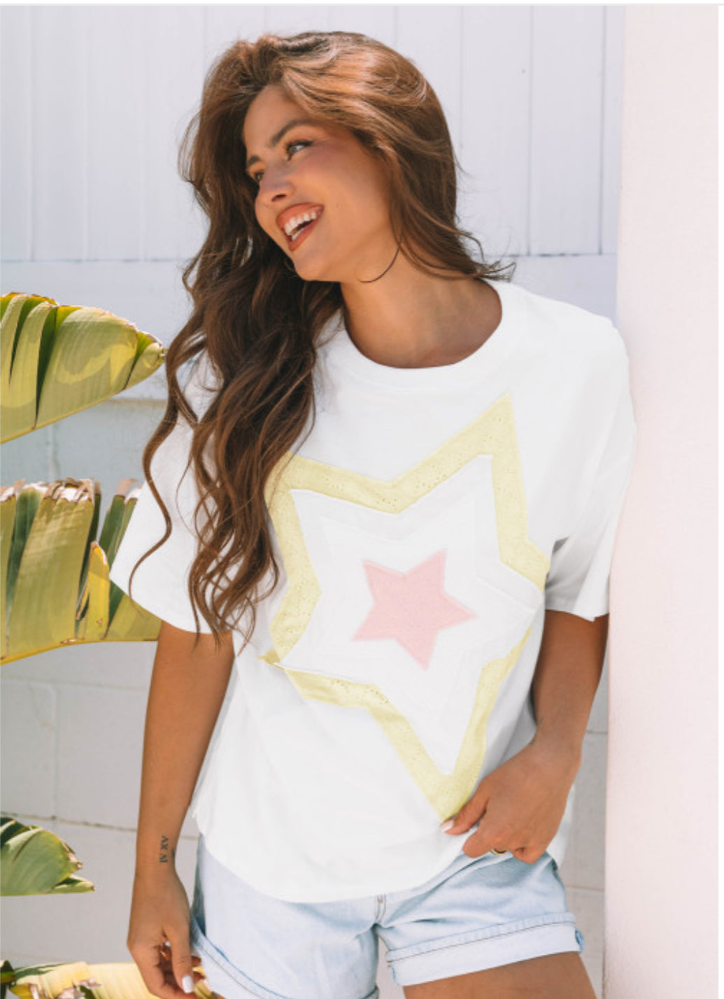 WHITE STAR PATCHED TOP