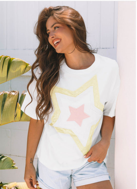 WHITE STAR PATCHED TOP