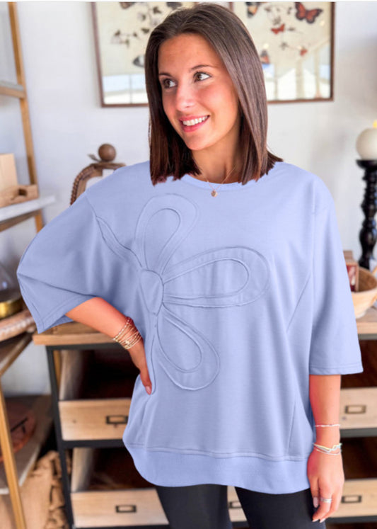 BEAU BLUE FLORAL PATCH TOP