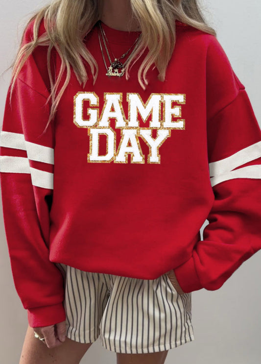 Red glitter game day sweatshirt