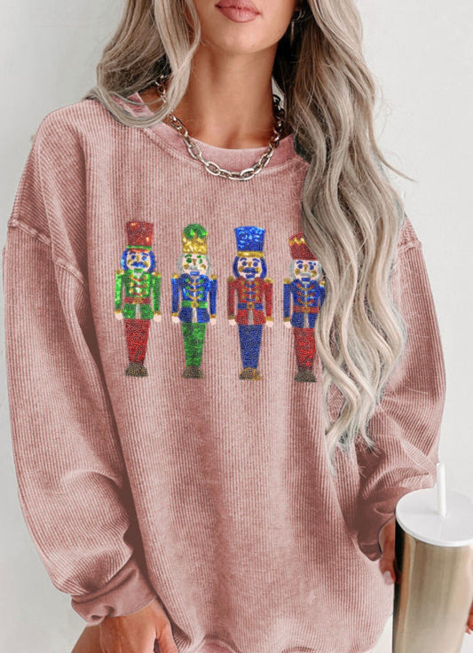 Rose corded sequin nutcracker sweatshirt