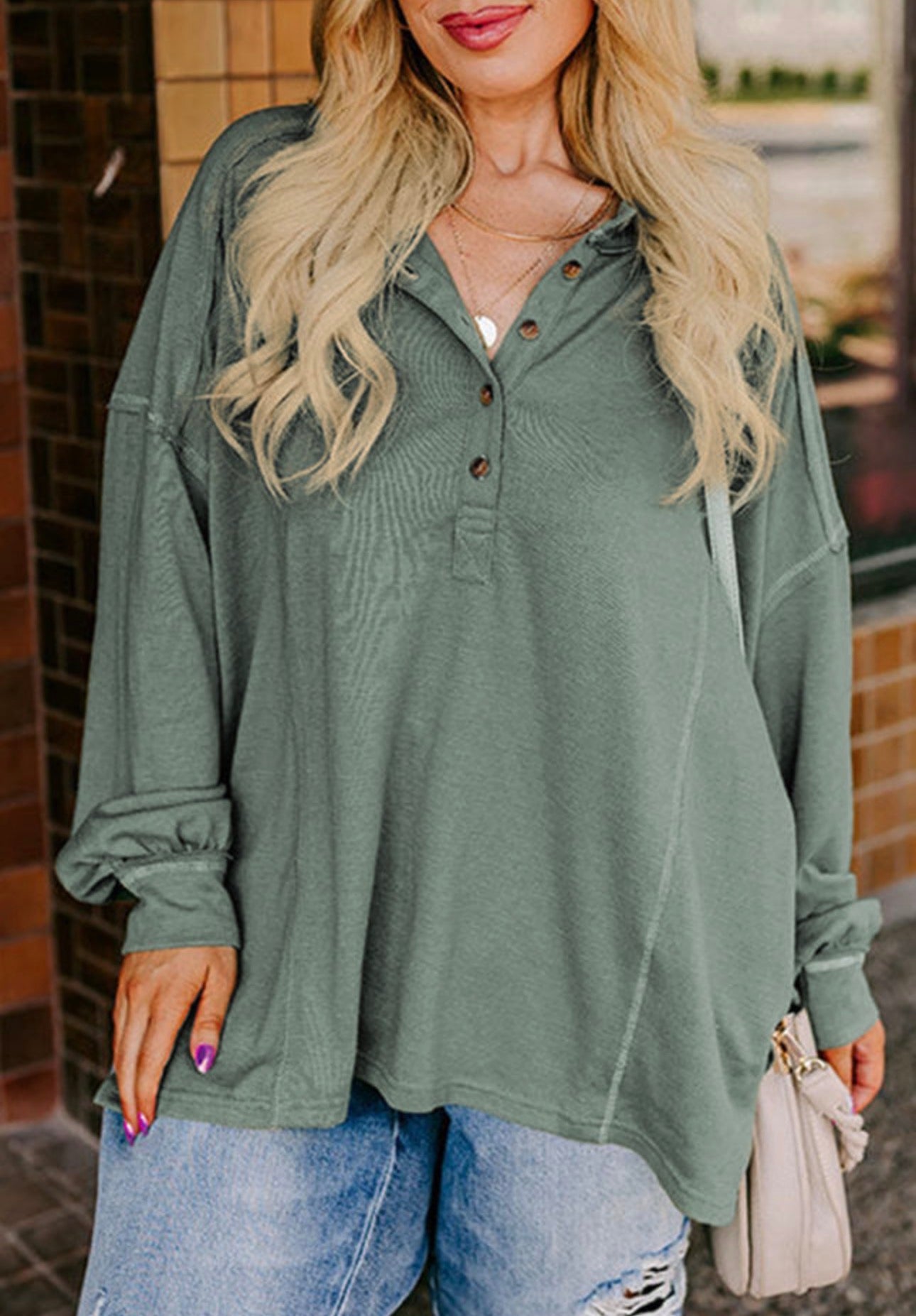 Seagrass Plus Size Drop Shoulder Top