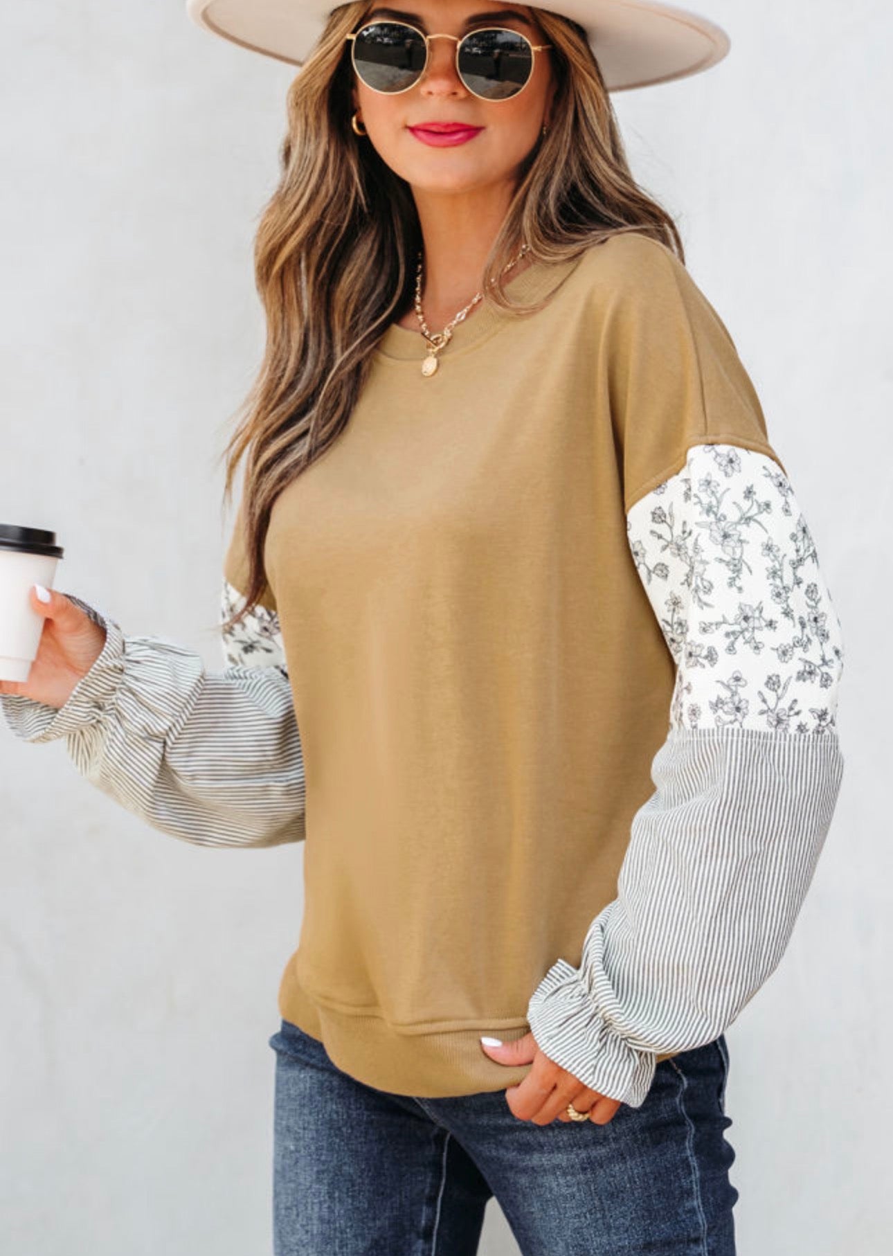 Floral Striped Long Sleeve Top