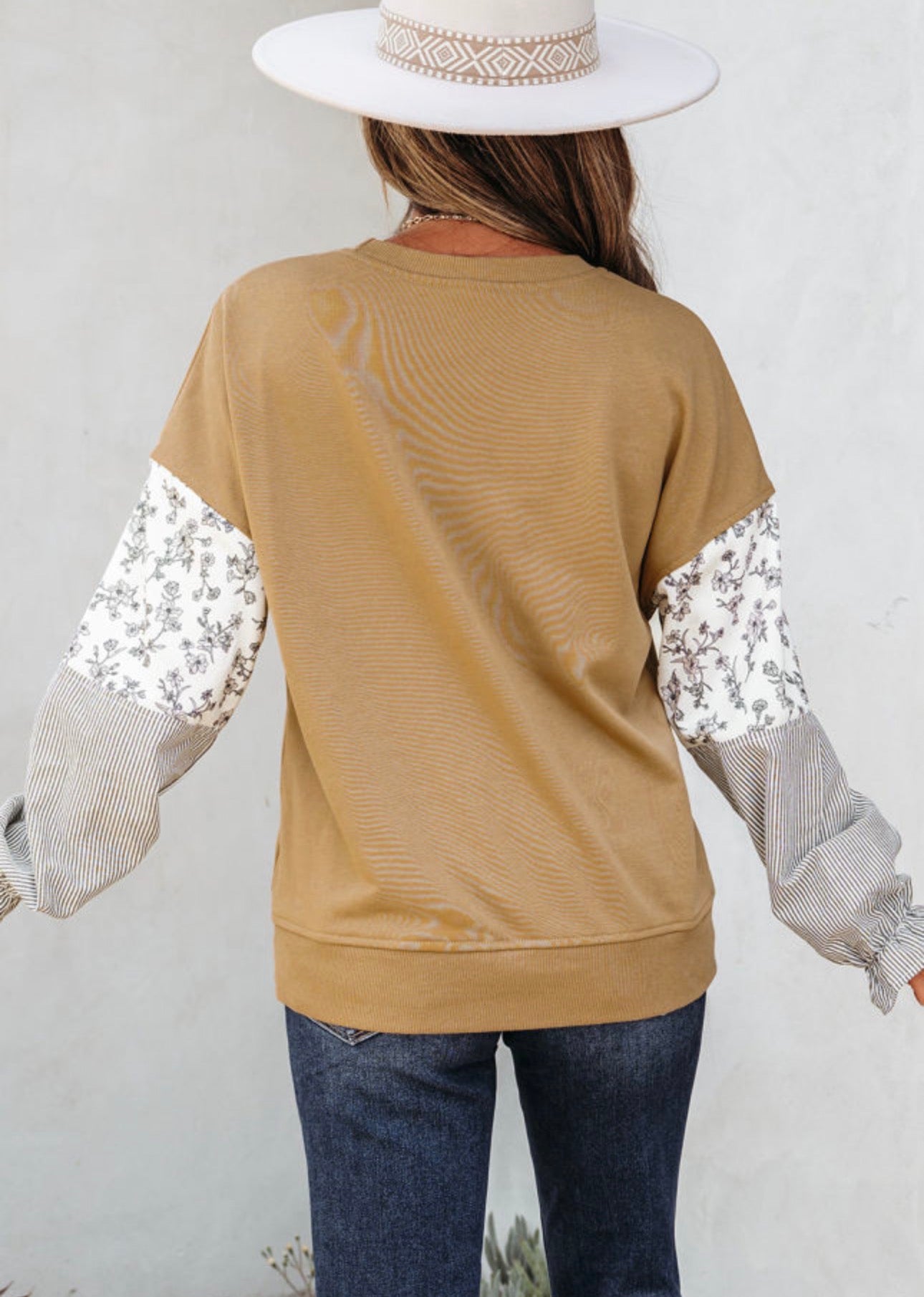 Floral Striped Long Sleeve Top