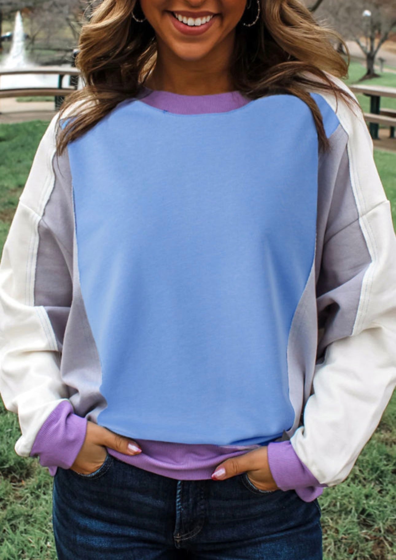 Blue Colorblock Hoodie