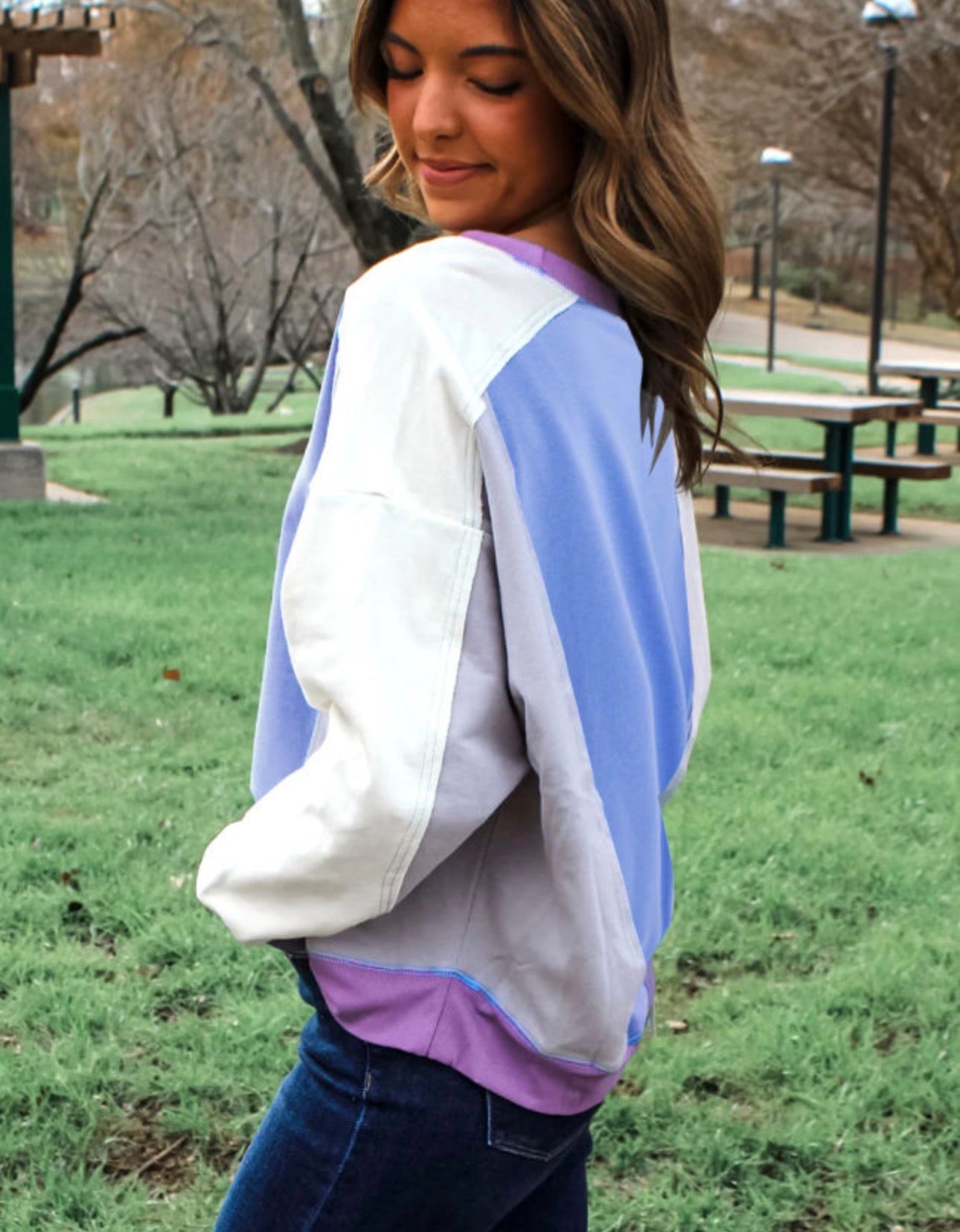 Blue Colorblock Hoodie