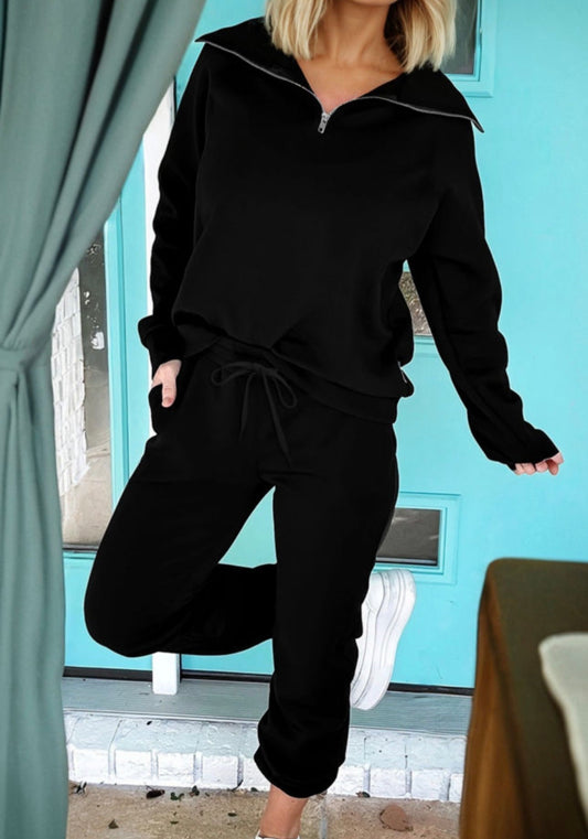 Zip collar black set