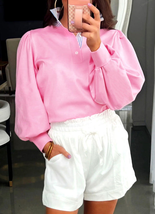 Baby Pink Bonbon Button SweatShirt