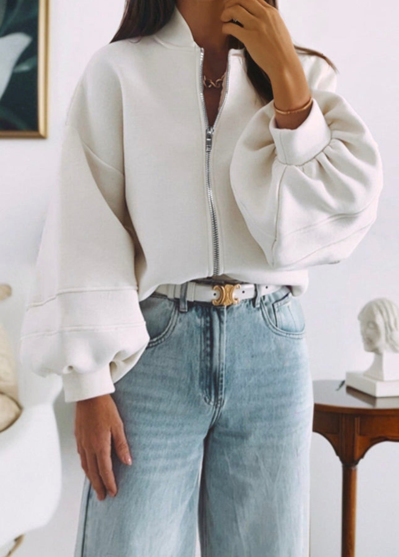 White Zip Up