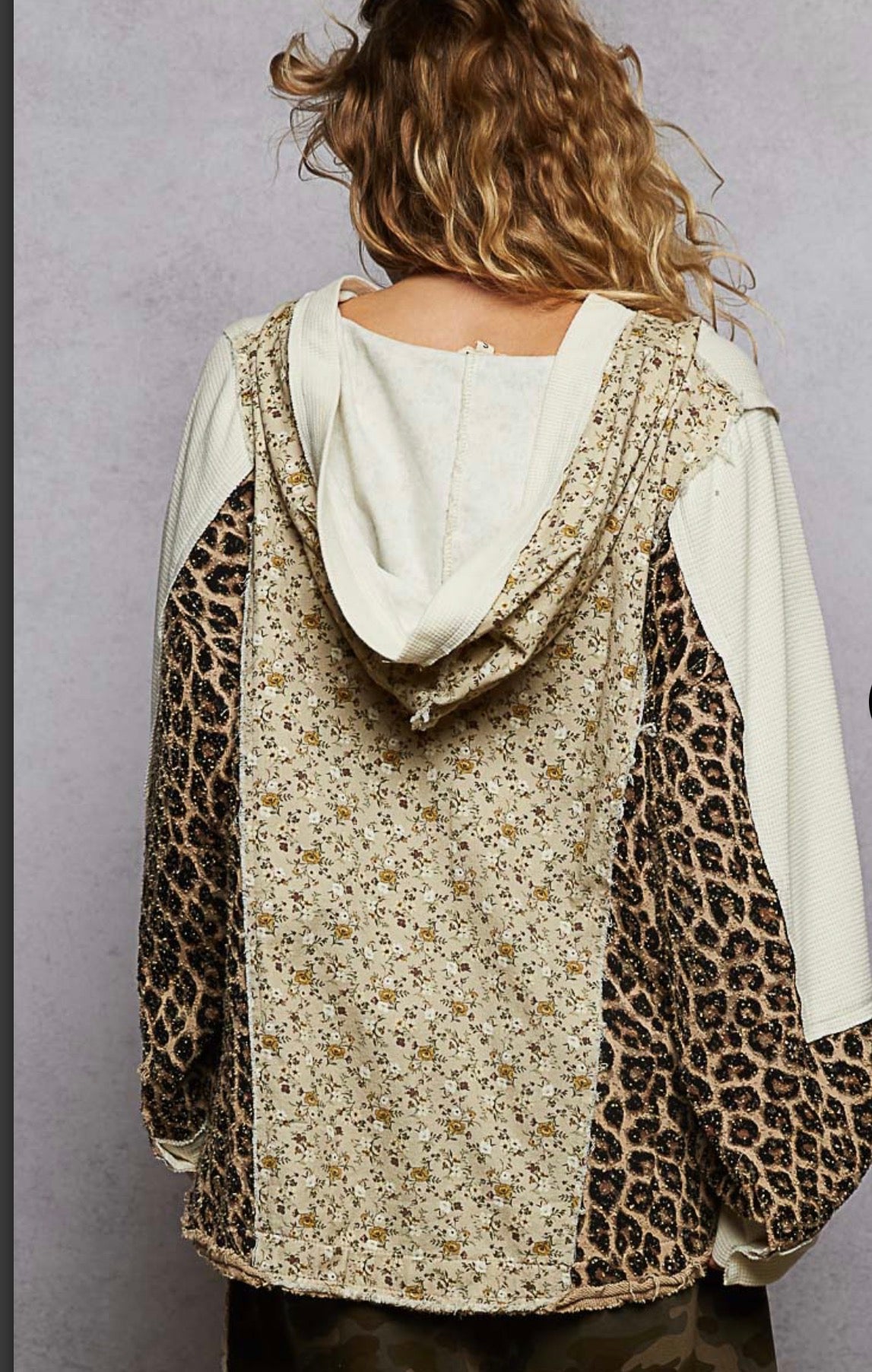 Pol long sleeve contrast hooded top