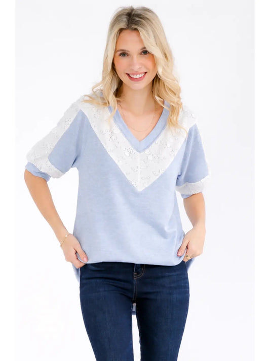 Lace Detail Short Sleeve Top